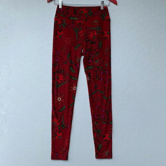 Lularoe‎ Leggings Red Floral Stretch Butter… - Picture 1 of 8